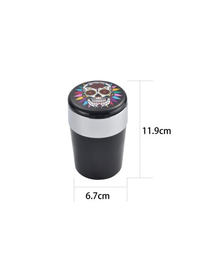 Cendriers de voiture avec LED "CHAMP SKULL" - Display de 6 - 7.6cm -