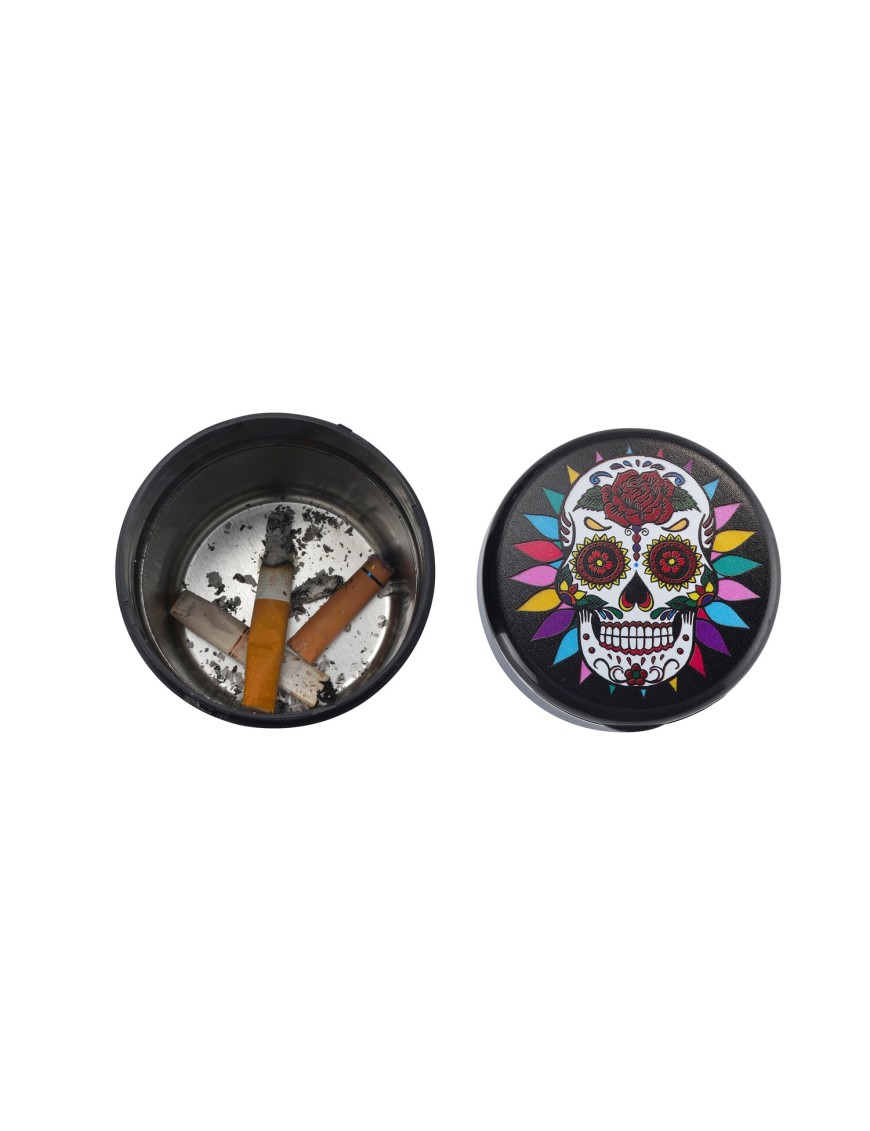Cendriers de voiture avec LED "CHAMP SKULL" - Display de 6 - 7.6cm -