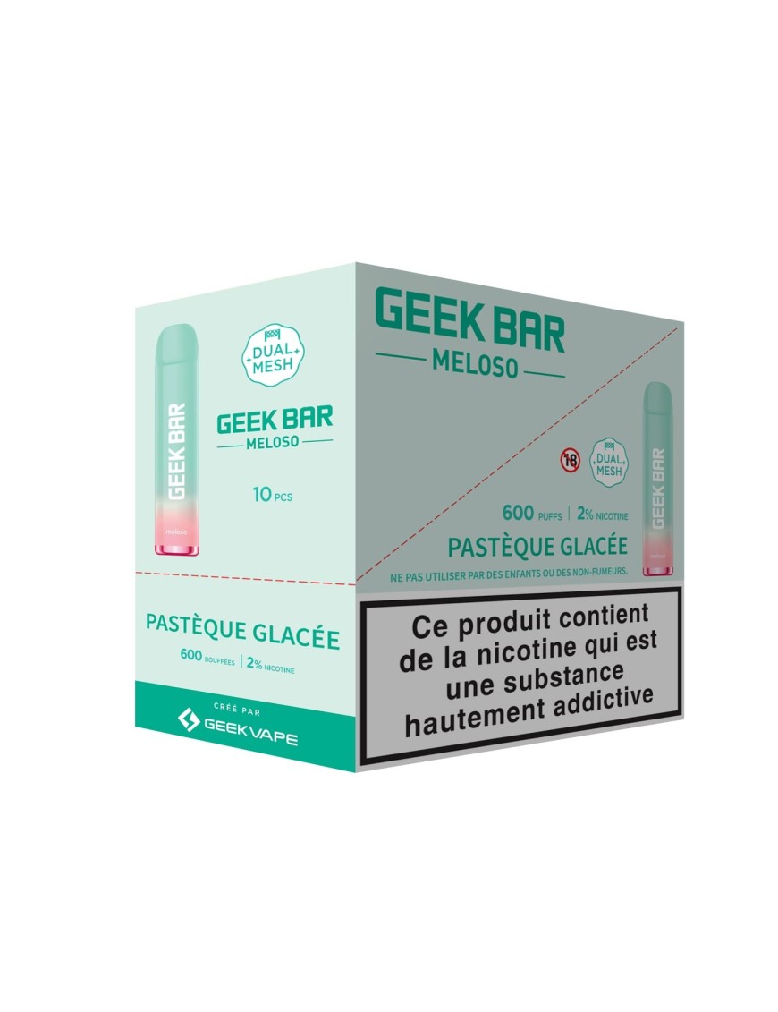 Meloso Pastèque glaçé - Geek Bar - 600 Puff - DISPLAY DE 10