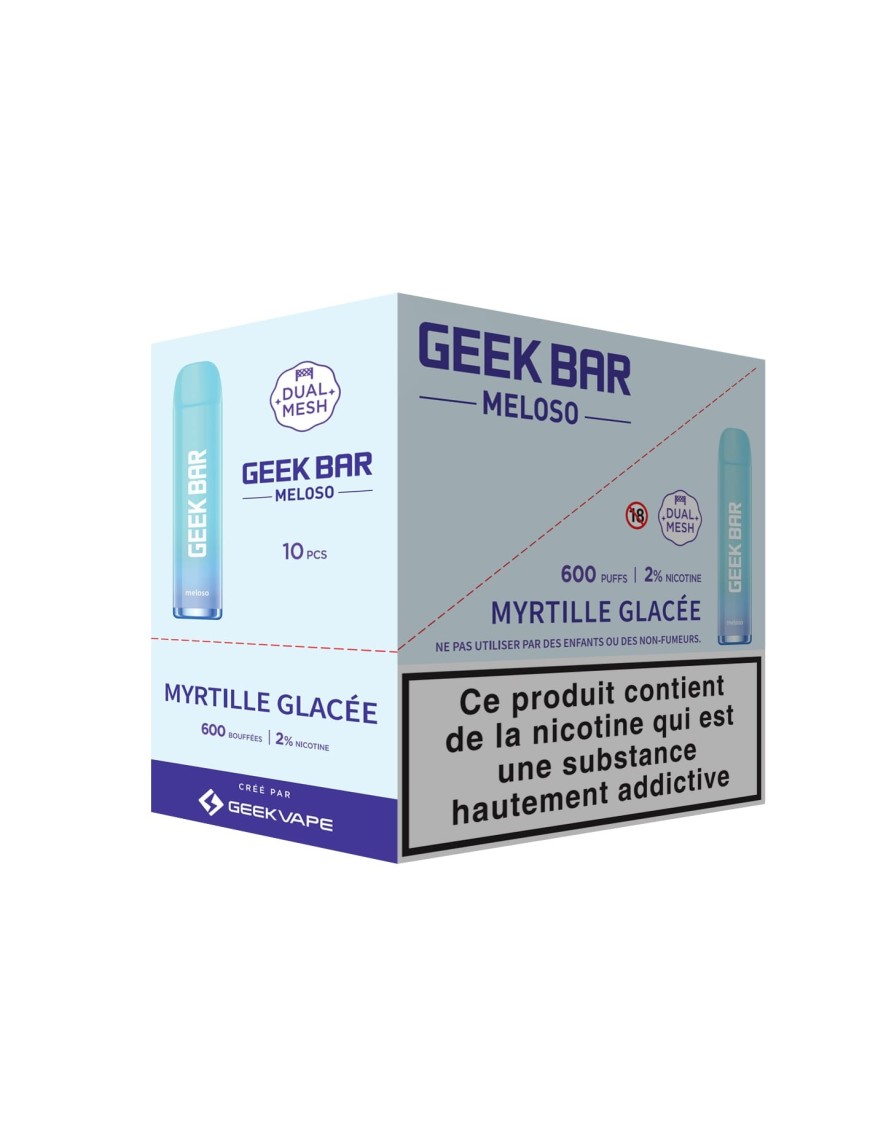 Meloso Myrtille glaçé -Geek Bar - 600 Puff - DISPLAY DE 10