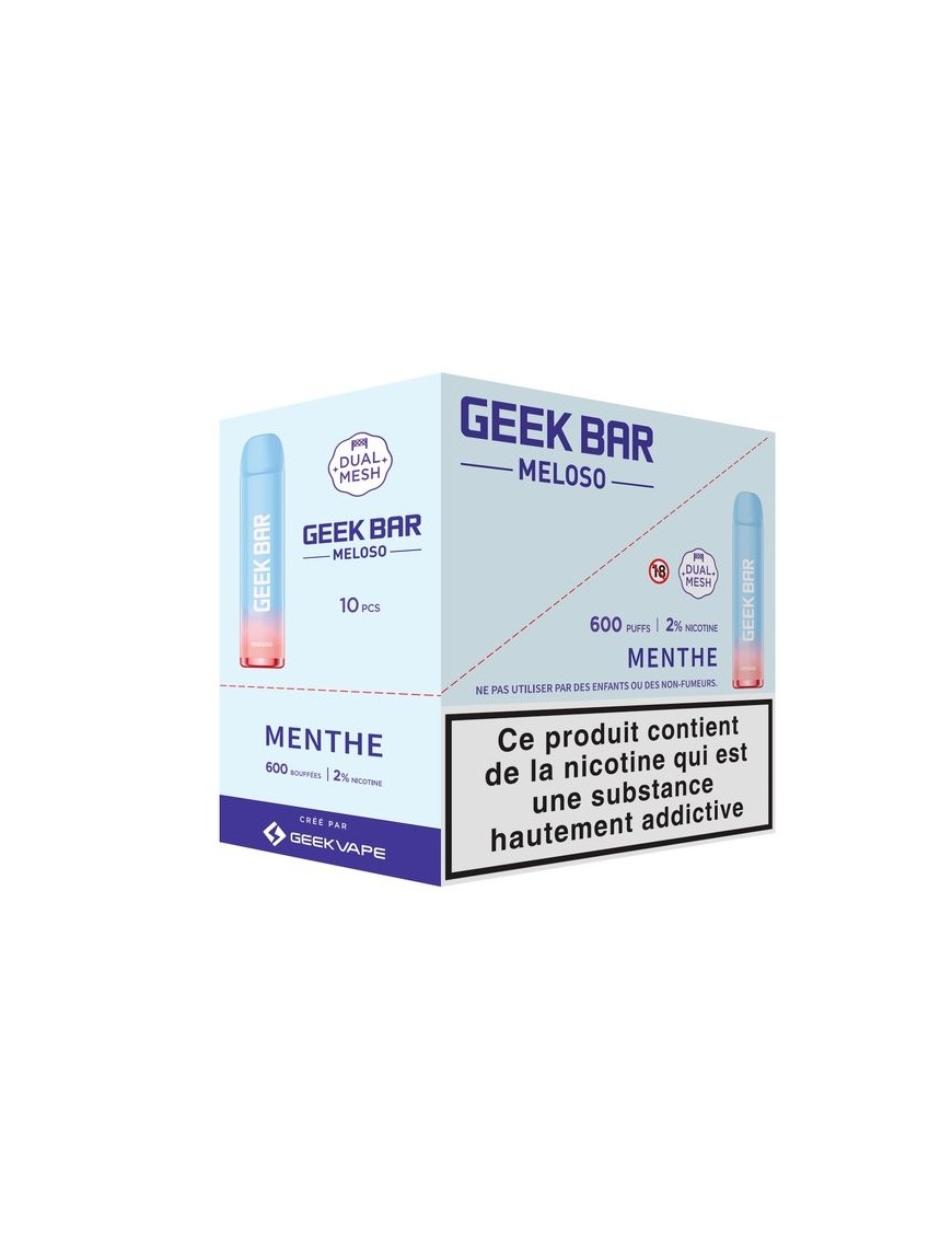Meloso Menthe polaire - Geek Bar - 600 Puff - DISPLAY DE 10