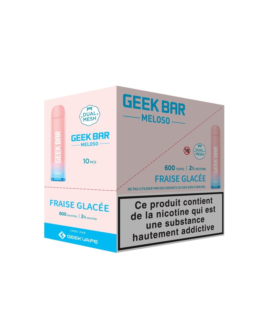 Meloso Fraise glaçé - Geek Bar - 600 Puff - DISPLAY DE 10