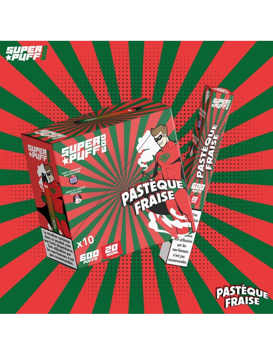 Pastèque Fraise - Super Puff - 600 puffs - Display de 10