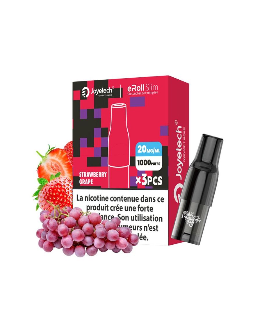 Strawberry Grape - Cartouches pré rempli 2ml pour eRoll Slim (Par 3) - Joyetech