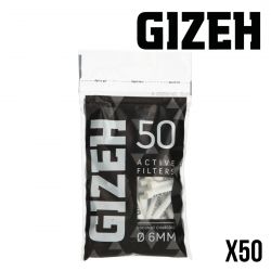 Gizeh Sachet de 50 Filtres au charbon actif - 6mm - Display de 10