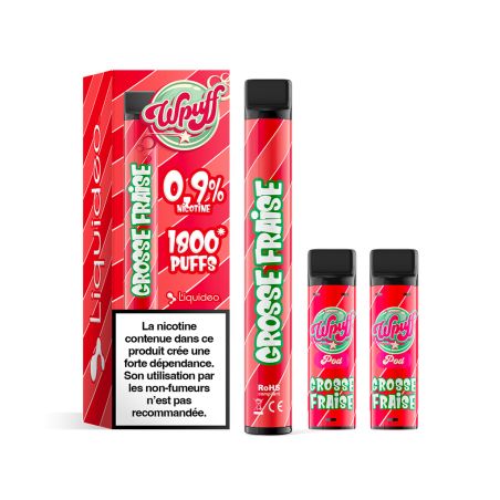 Kit Grosse Fraise Batterie + 3 pods - Wpuff 1800