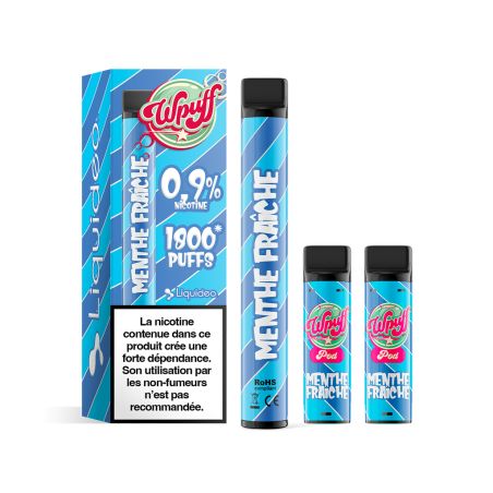 Kit Menthe Fraiche Batterie + 3 pods - Wpuff 1800