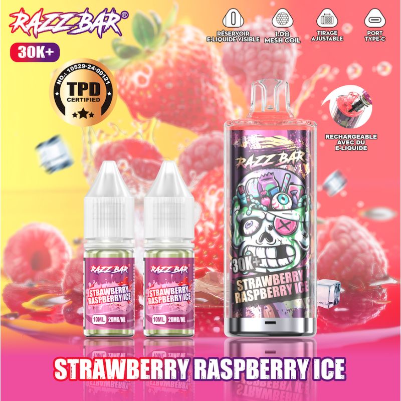 Strawberry Raspberry Ice 30K 20mg - Razz Bar