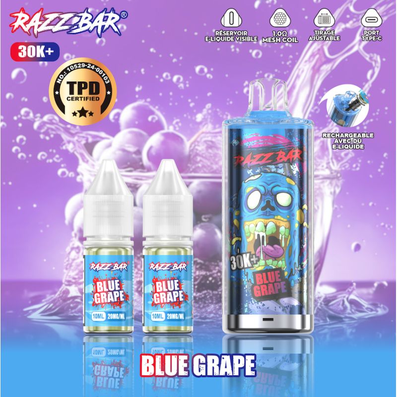 Blue Grape 30K 20mg - Razz Bar