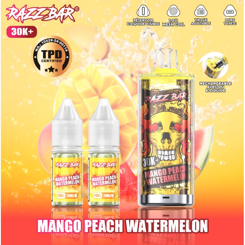 Mango Peach Watermelon 30K 20mg - Razz Bar
