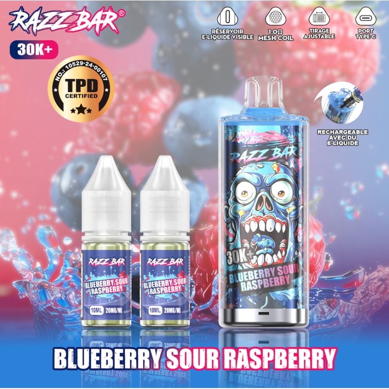 Blueberry Sour Raspberry 30K 20mg - Razz Bar