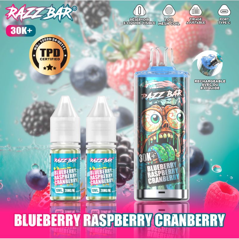 Blueberry Raspberry Cranberry 30K 20mg - Razz Bar
