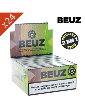 Lot de 24 carnet de feuille Slim Beuz BROWN + Tips - Papier blanc ultra fin - Prix Mini 